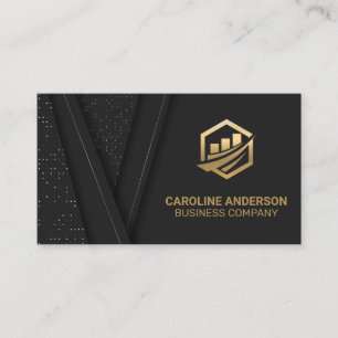Gold Finance Icon   Black Luxury Background Busine Business Card