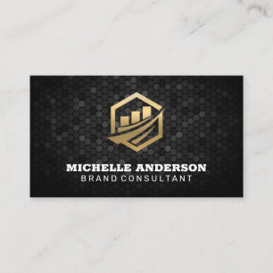 Gold Financial Icon   Geometric Background Business Card