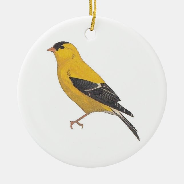 Gold Finch Ceramic Tree Decoration (Front)
