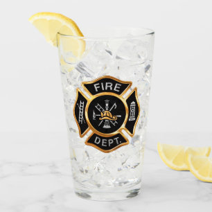 Gold Fire Department Firefighter Badge Glass
