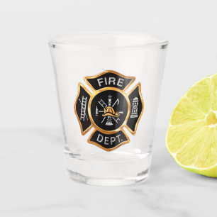 Gold Fire Department Firefighter Badge Shot Glass