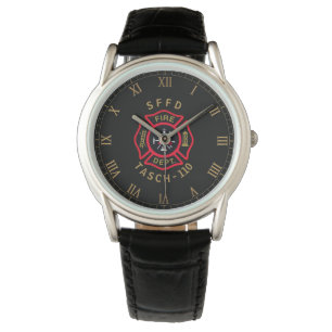 Gold Firefighter Badge Personalised Watch