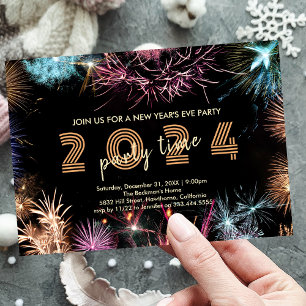 Gold Fireworks New Year's Eve Party Invitation