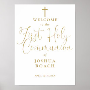 Gold First Holy Communion Welcome Sign