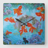 Gold fish art colourful feng shui  poster