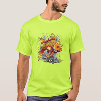 Gold Fish Art Design Vector and Illustrator T-Shirt