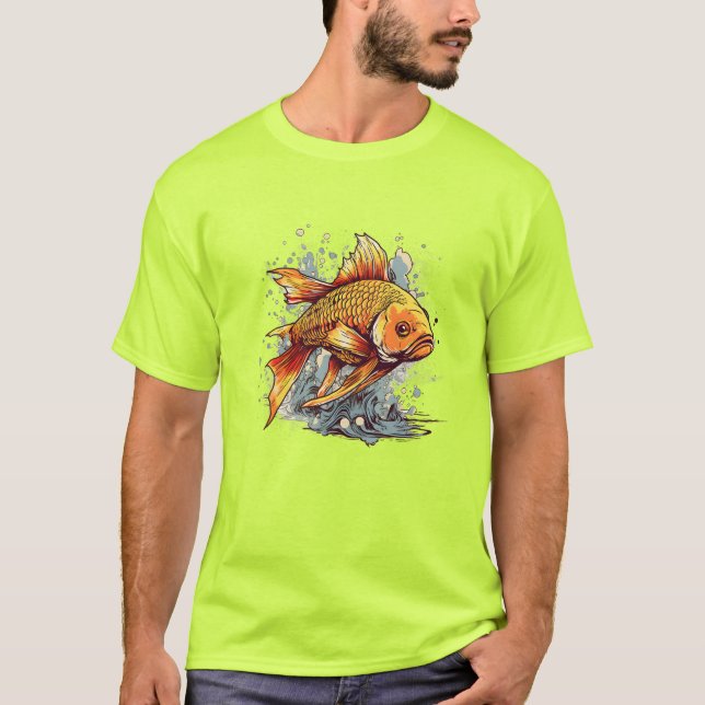 Gold Fish Art Design Vector and Illustrator T-Shirt (Front)