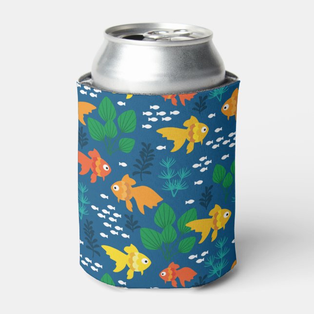 Gold Fish in Aquarium Can Cooler (Can Front)