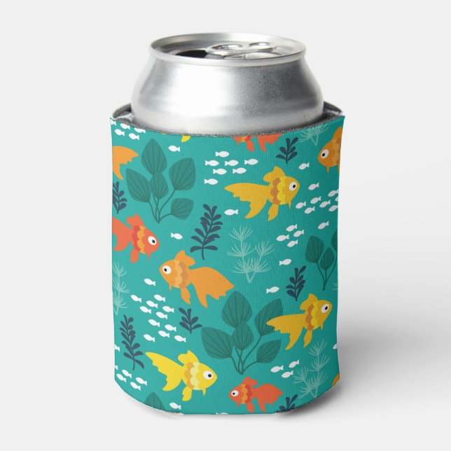 Gold Fish in Aquarium Can Cooler (Can Front)