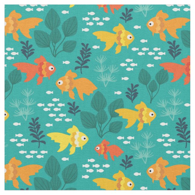 Gold Fish in Aquarium Fabric (Close Up)