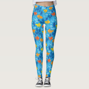 Gold Fish in Aquarium Leggings
