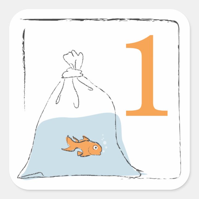 Gold Fish in Bag Square Sticker (Front)