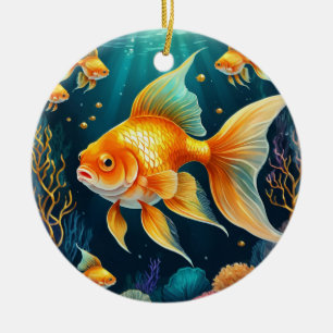 Gold Fish in Underwater Ceramic Tree Decoration