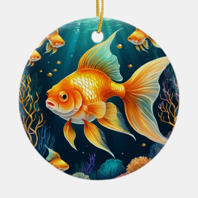 Gold Fish in Underwater Ceramic Tree Decoration (Front)