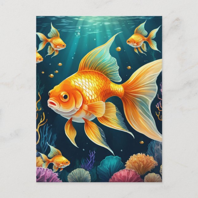 Gold Fish in Underwater Postcard (Front)