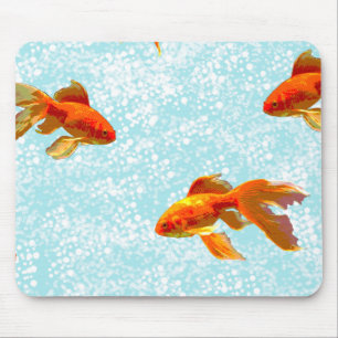 gold fish pattern mouse pad