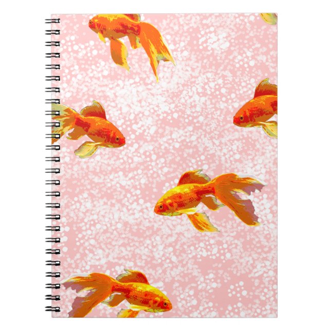 Gold fish pattern pink notebook (Front)