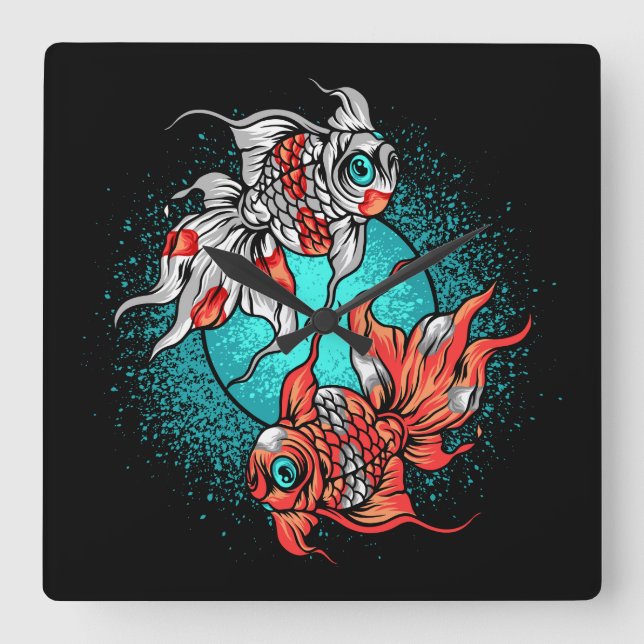 Gold Fish  Square Wall Clock (Front)