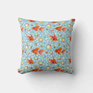gold fishes and soap bubbles cushion