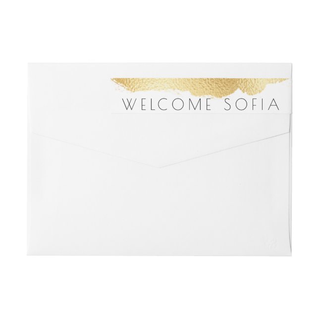Gold Flake Welcome Poirent Birth Announcement Wrap Around Label (Back)