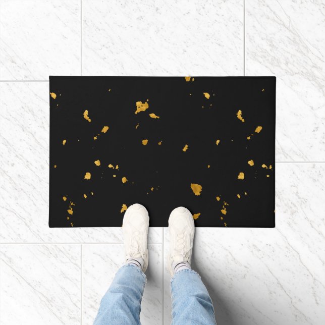 Gold Flakes Black Doormat (Indoor)
