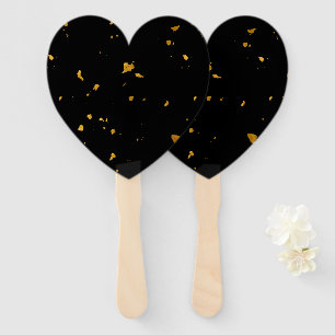 Gold Flakes Black Hand Fan