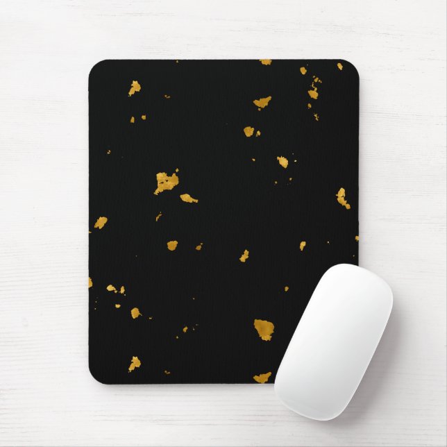 Gold Flakes Black Mouse Pad (With Mouse)