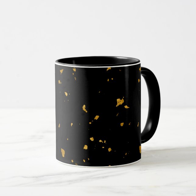 Gold Flakes Black Mug (Front Right)