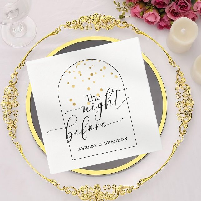 Gold Flakes Minimal Script The Night Before Napkin (Creator Uploaded)