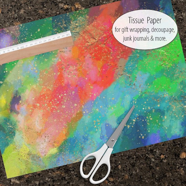 Gold Flecked Scarlet, Turquoise & Bright Green Tissue Paper (Tissue paper for gift wrap and decoupage)