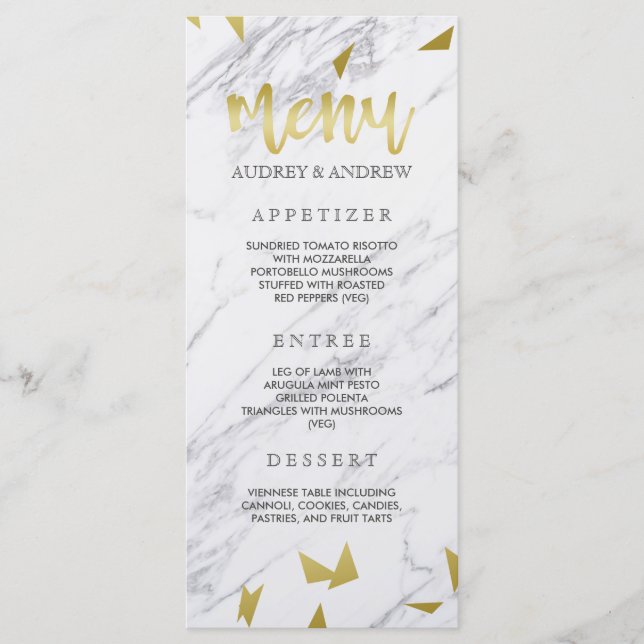 Gold Flecks & Marble Wedding Menu (Front)