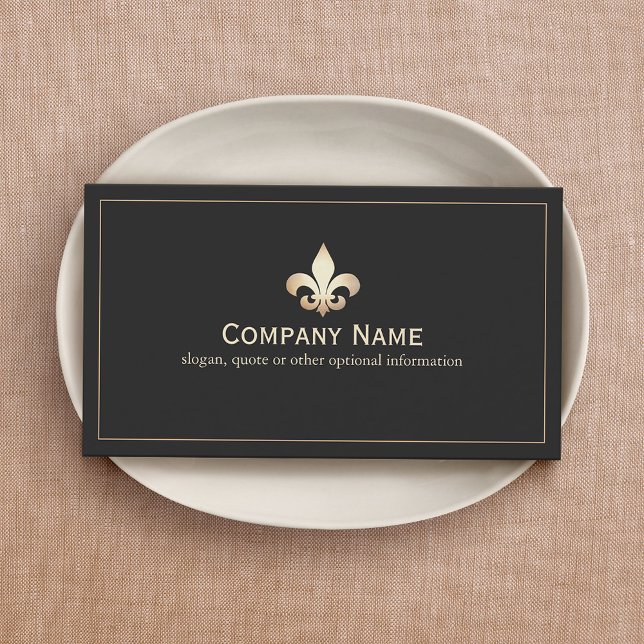 Gold Fleur De Lis Black Business Card (Creator Uploaded)
