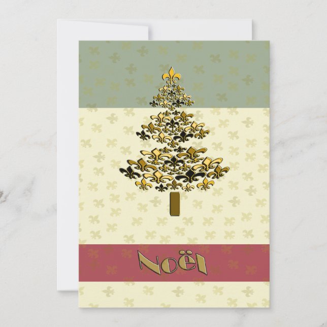 Gold Fleur de Lis Christmas Tree Party Invitation (Front)
