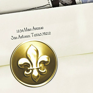 Gold Fleur de Lis Envelope Seal Embossed Look