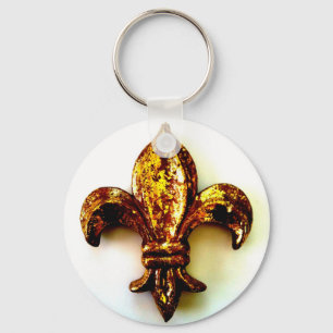 GOLD FLEUR DE LIS HIGH CONTRAST PRINT KEY RING