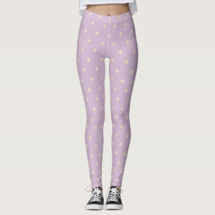 Gold Fleur-de-Lis Latte Lilac Leggings