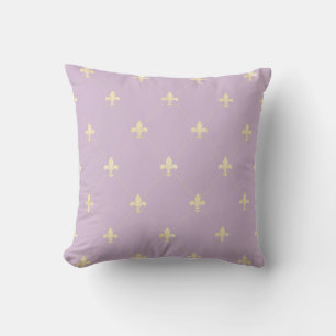 Gold Fleur-de-Lis Lilac Cushion