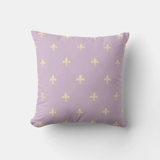 Gold Fleur-de-Lis Lilac Cushion (Front)