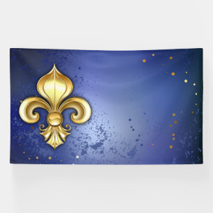 Gold Fleur de Lis on Blue Banner