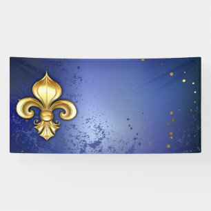 Gold Fleur de Lis on Blue Banner