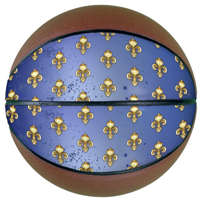 Gold Fleur de Lis on Blue Basketball (Front)