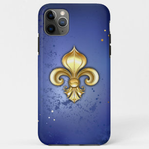 Gold Fleur de Lis on Blue Case-Mate iPhone Case
