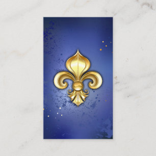 Gold Fleur de Lis on Blue Discount Card