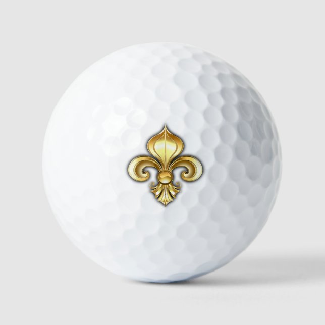 Gold Fleur de Lis on Blue Golf Balls (Front)