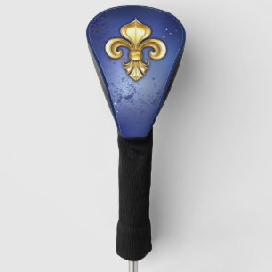 Gold Fleur de Lis on Blue Golf Head Cover