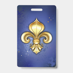 Gold Fleur de Lis on Blue ID Badge