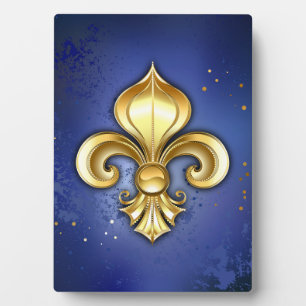 Gold Fleur de Lis on Blue Plaque