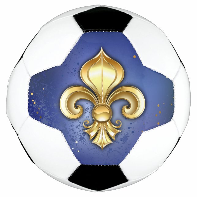 Gold Fleur de Lis on Blue Soccer Ball (Front)