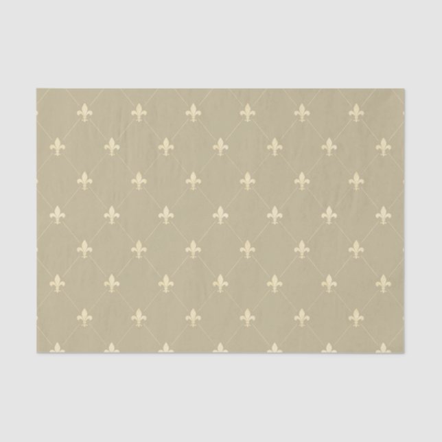 Gold Fleur-de-Lis on Light Brown Tissue Paper (Front)