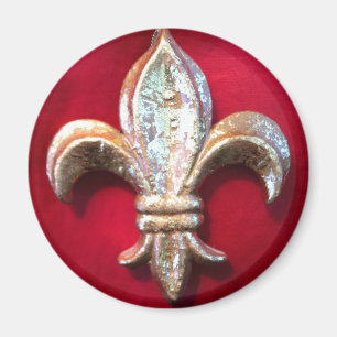 Gold Fleur de lis on Red Magnet